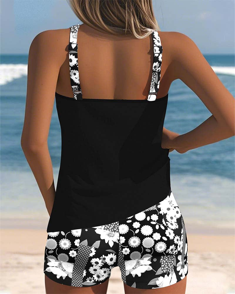 Bañador tankini estampado con culotte boxer