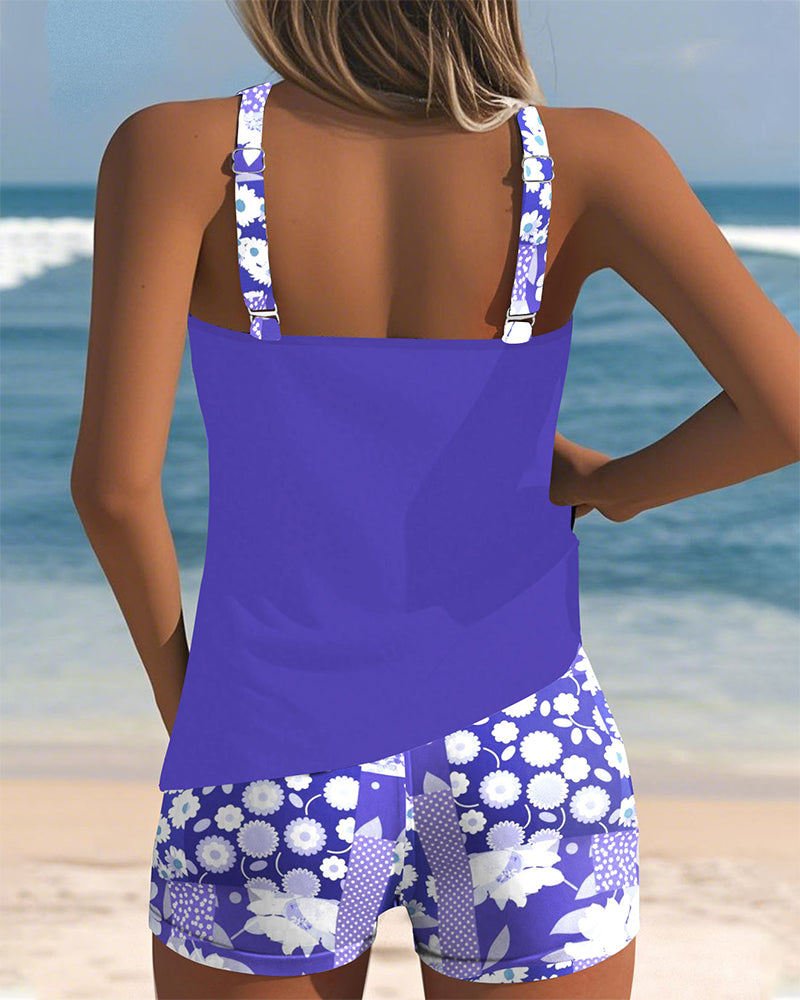 Bañador tankini estampado con culotte boxer