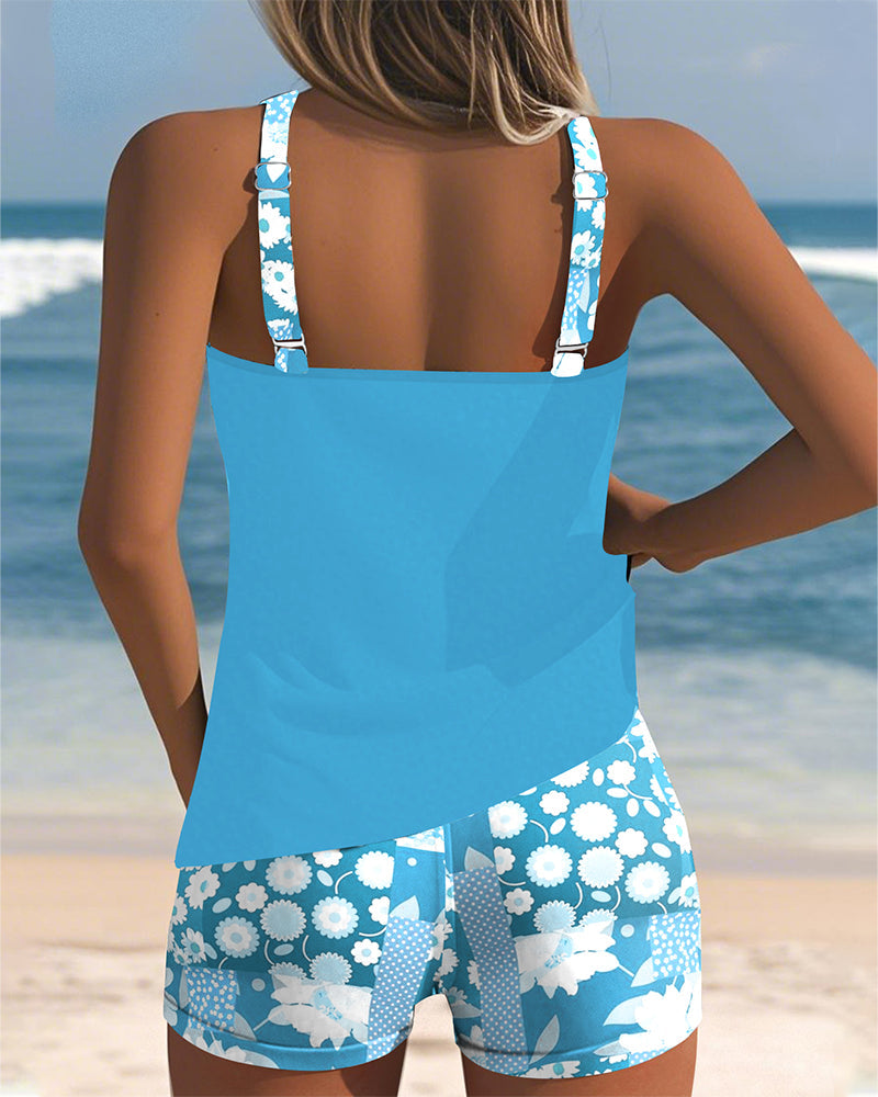 Bañador tankini estampado con culotte boxer