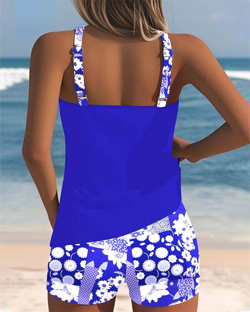 Bañador tankini estampado con culotte boxer
