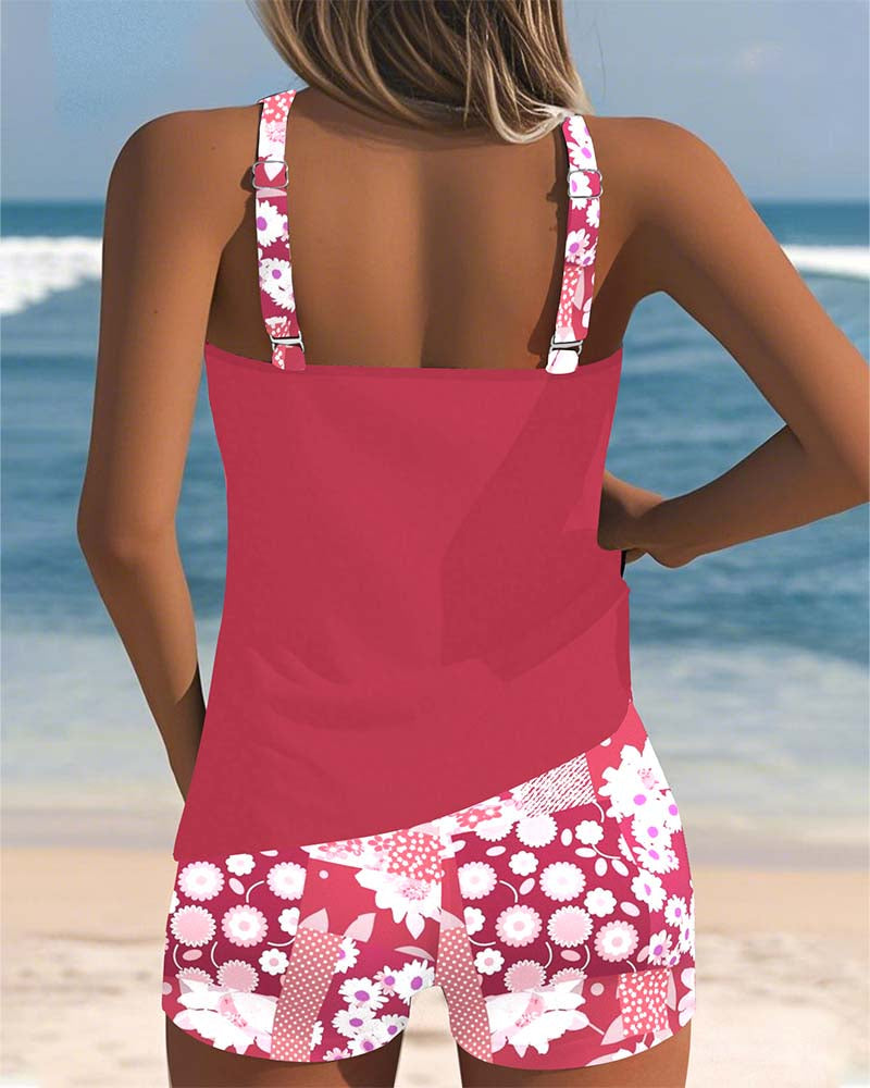 Bañador tankini estampado con culotte boxer