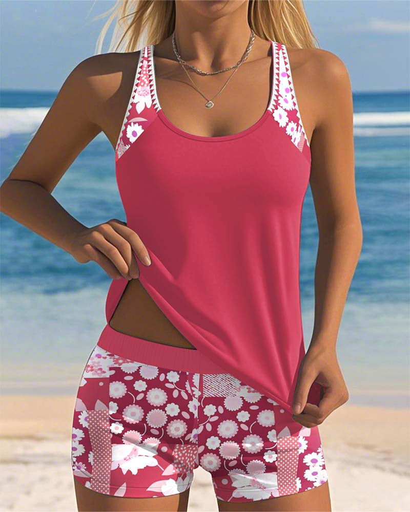 Bañador tankini estampado con culotte boxer