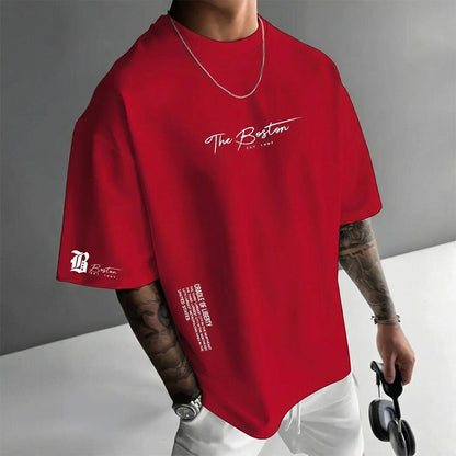 Camiseta urbana de manga corta para hombre – mezcla de algodón premium, corte oversize casual con estampado