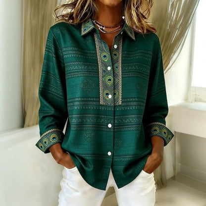 Blusa Estampado Plumas de Pavo Real