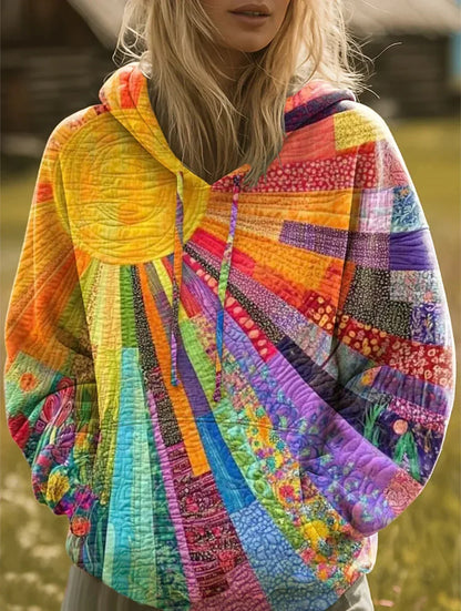 Aurora | Sudadera Patchwork Multicolor con Capucha