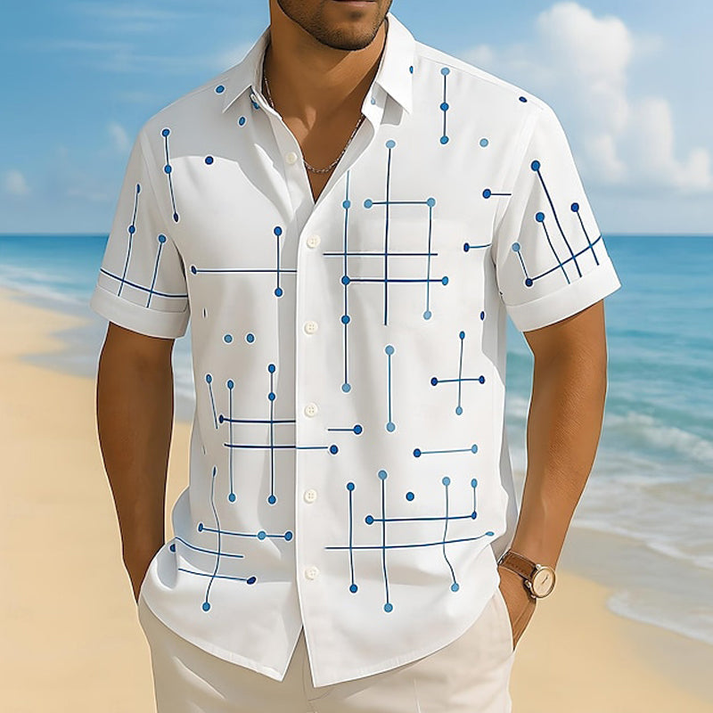 📢📢 ¡50% DE DESCUENTO! ⏰ Camisa abotonada con corte relajado e impresión geométrica para hombre