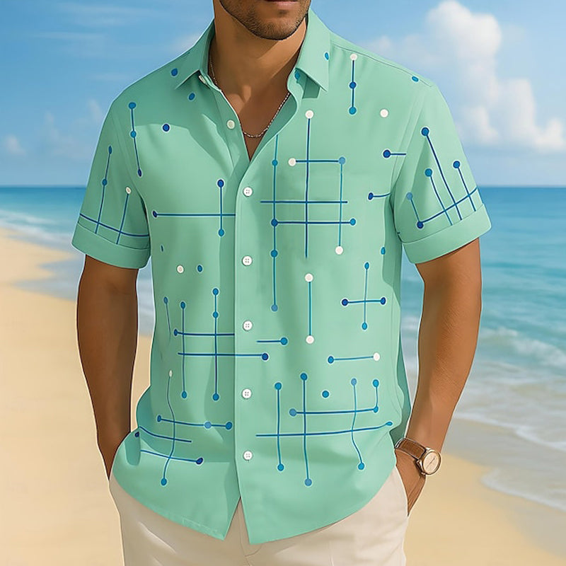 📢📢 ¡50% DE DESCUENTO! ⏰ Camisa abotonada con corte relajado e impresión geométrica para hombre