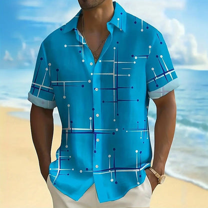 📢📢 ¡50% DE DESCUENTO! ⏰ Camisa abotonada con corte relajado e impresión geométrica para hombre